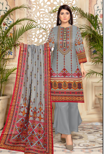 Graceful Grey Unstitched Lawn Suit – A Perfect Ethnic Charm